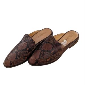 Madewell The Frances Snake Embossed LeatherSlip-On Slides Mules